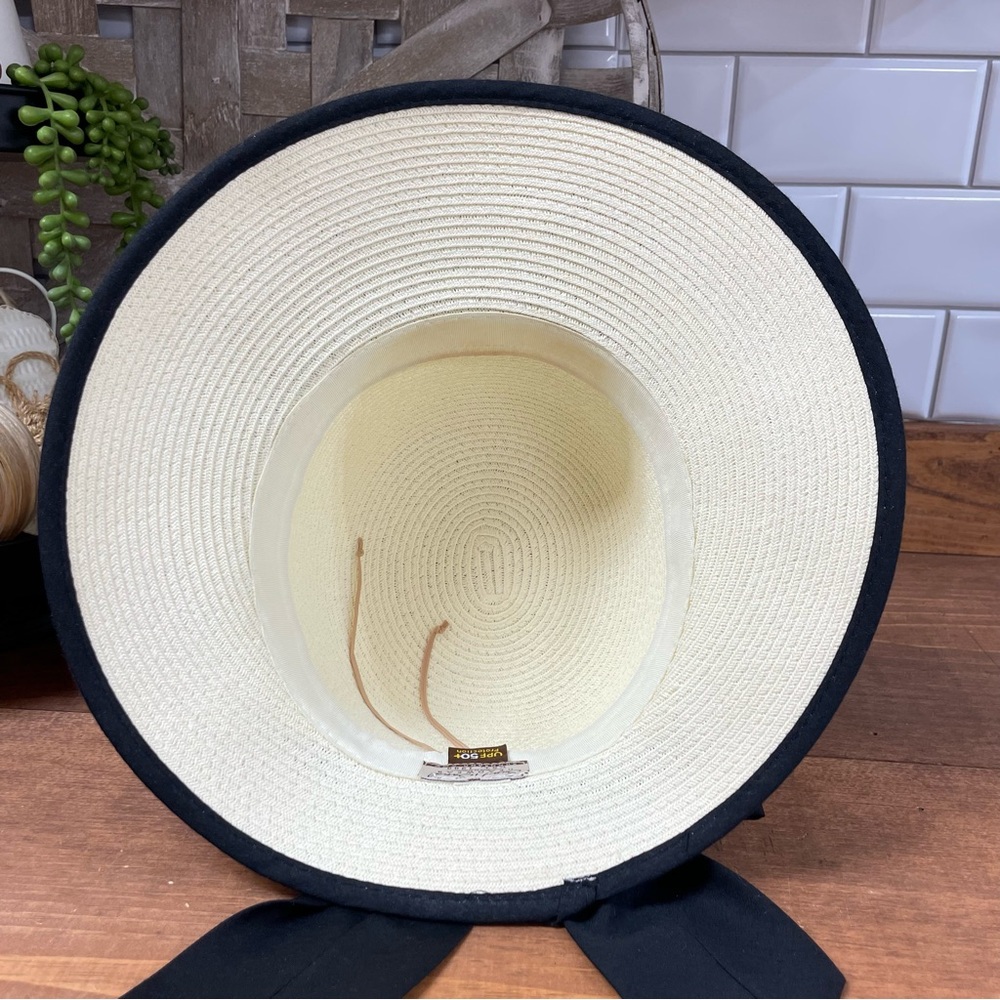 Sun N’ Sand UPF50+ Bow Detail Woven Paper Straw Backless Sun Hat White - Picture 7 of 8